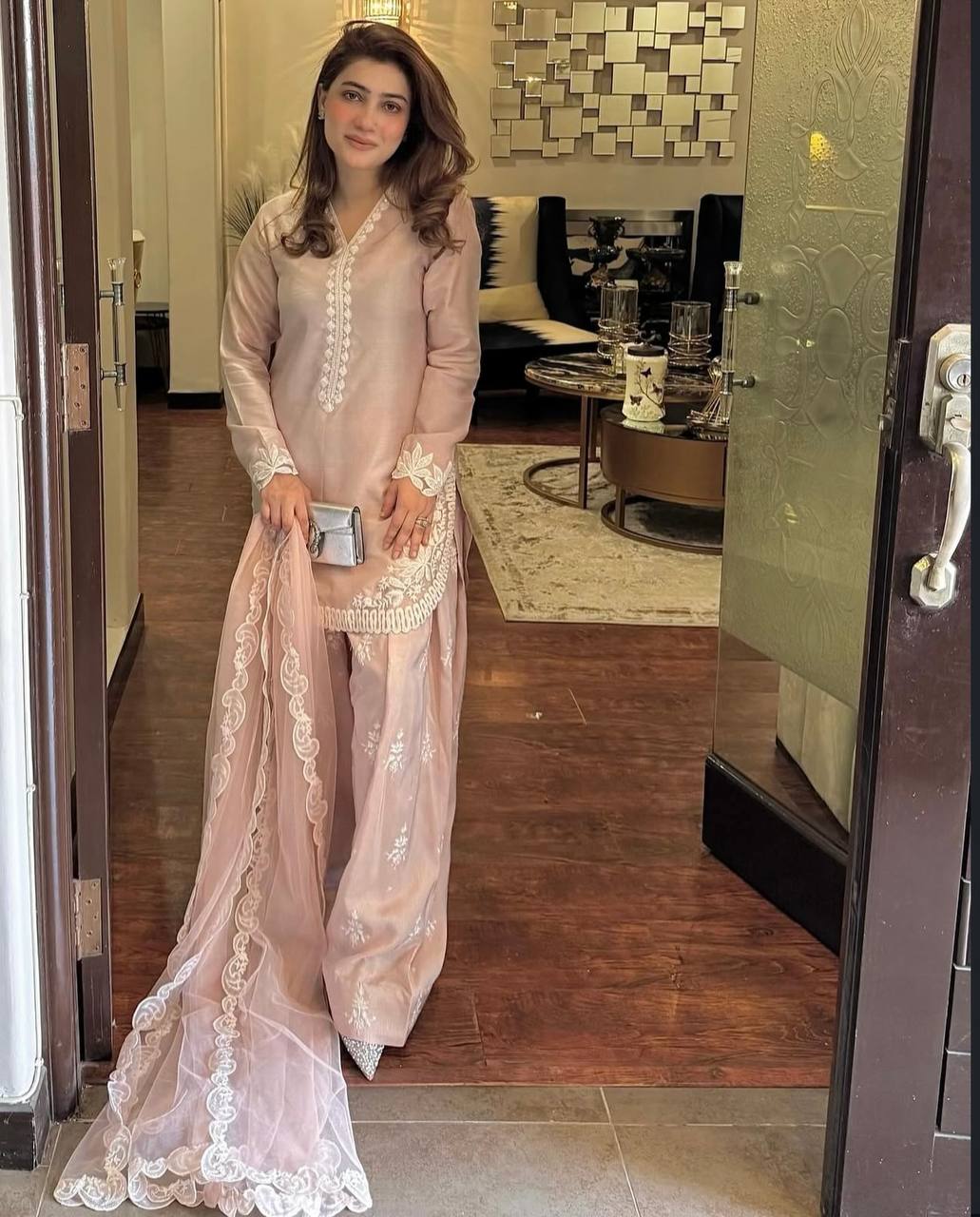Nurella Blush Dreamy Pink Ensemble Ready To Wear Suit Set