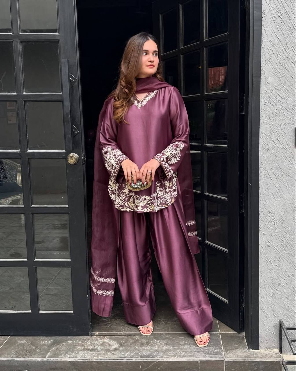 The Imperial Plum Affair Fully Stitched Ready To Wear Suit Set