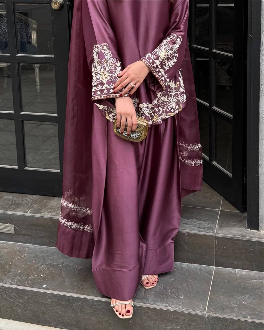 The Imperial Plum Affair Fully Stitched Ready To Wear Suit Set