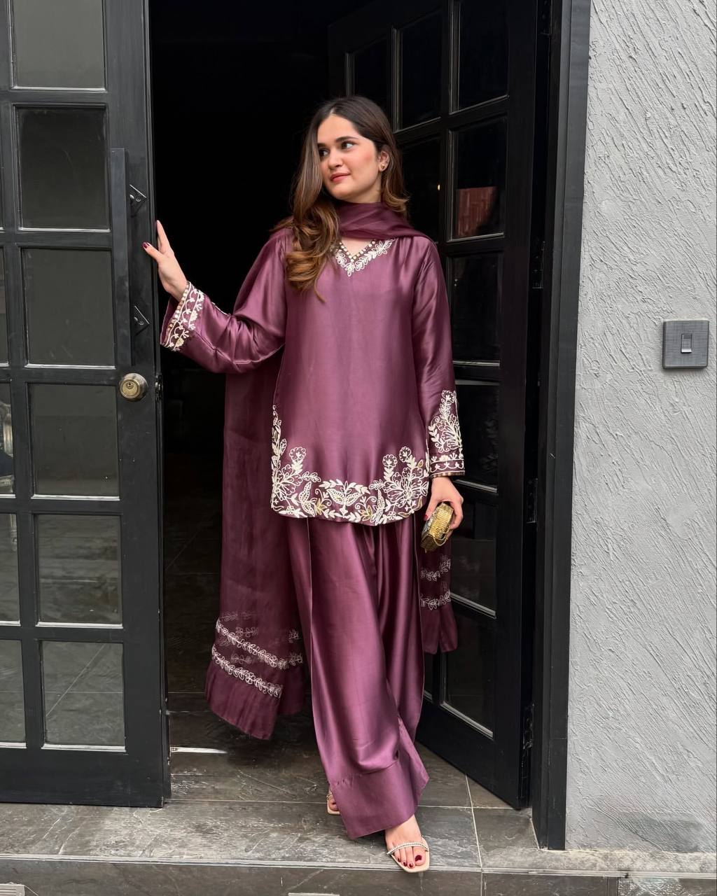 The Imperial Plum Affair Fully Stitched Ready To Wear Suit Set