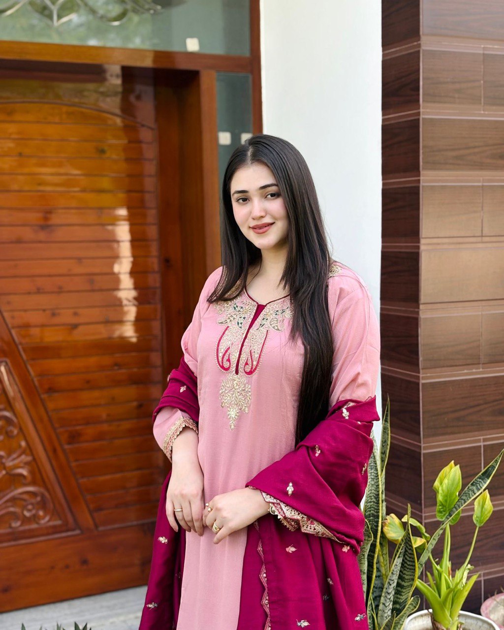 Majestic Rosé Ensemble Heavily Embroidered Traditional Gharara Suit