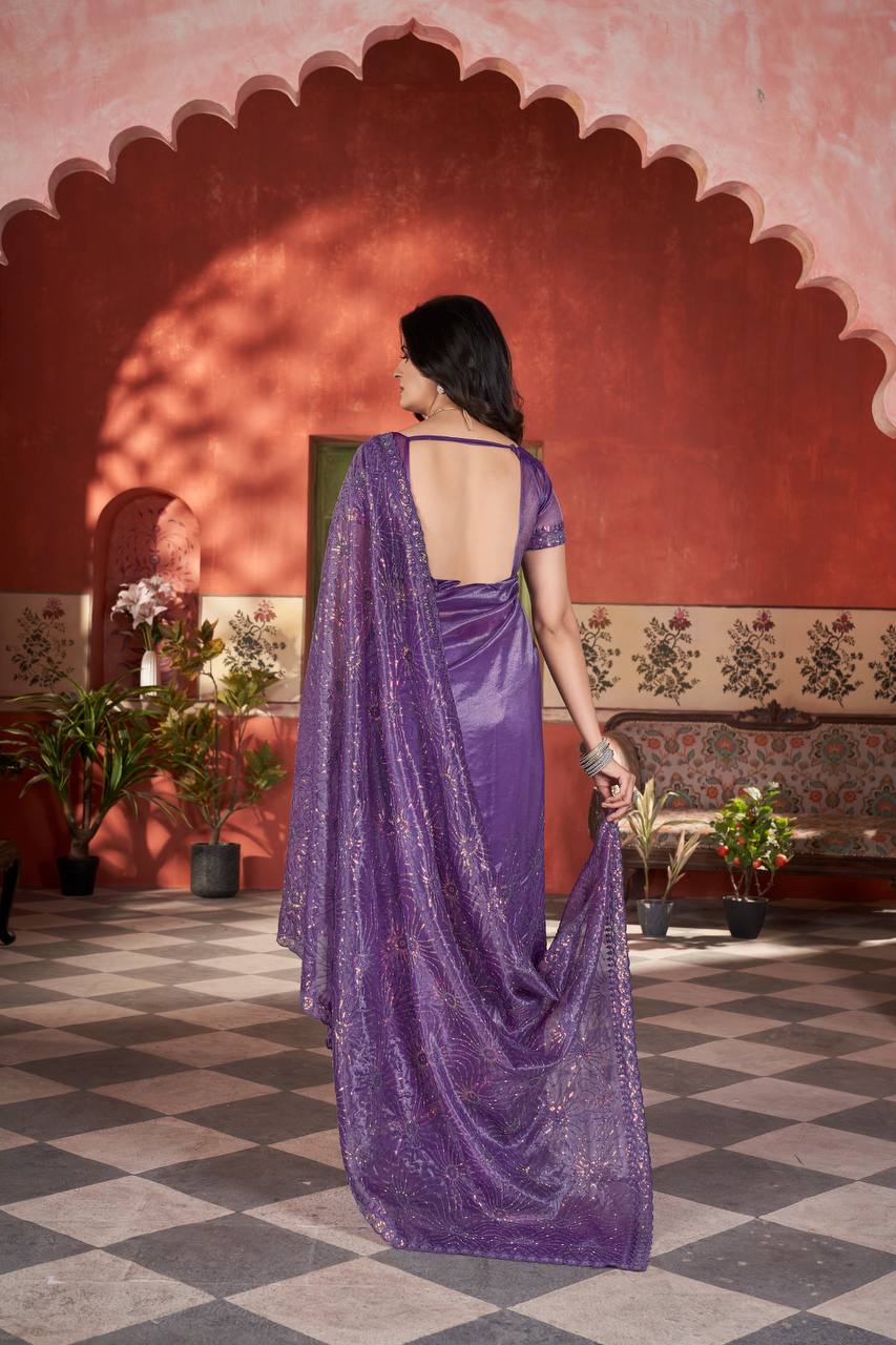 Celestial Shine Cutwork Border Light Weight Party Wear Saree