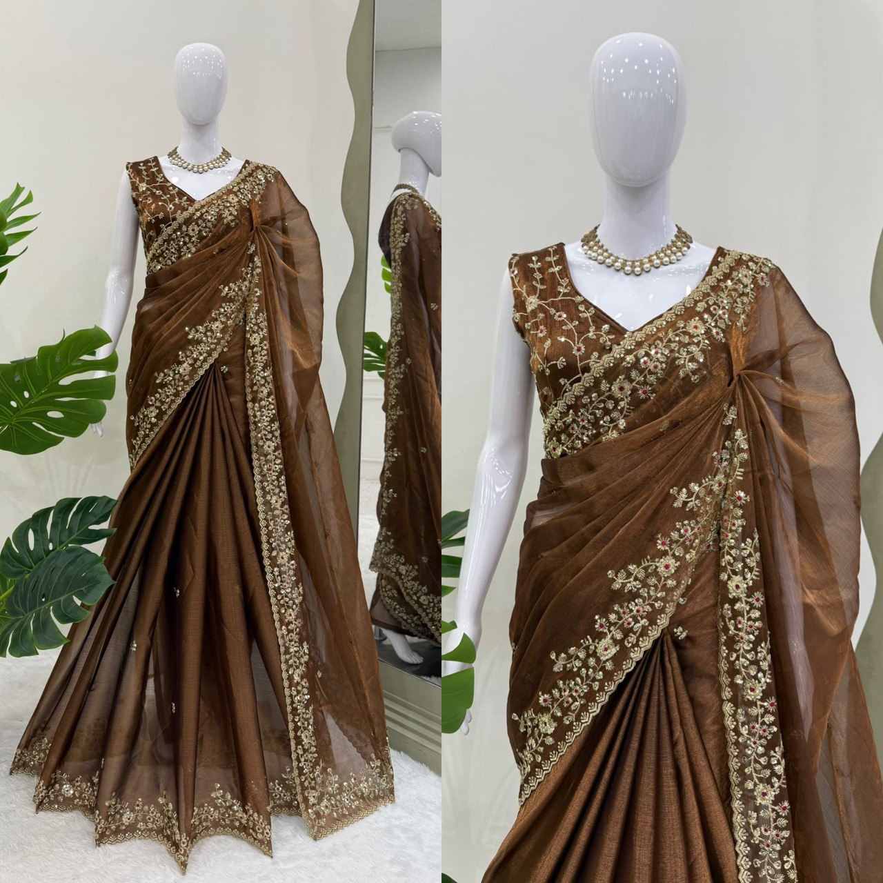 Golden Grace Designer Barbari Silk Saree