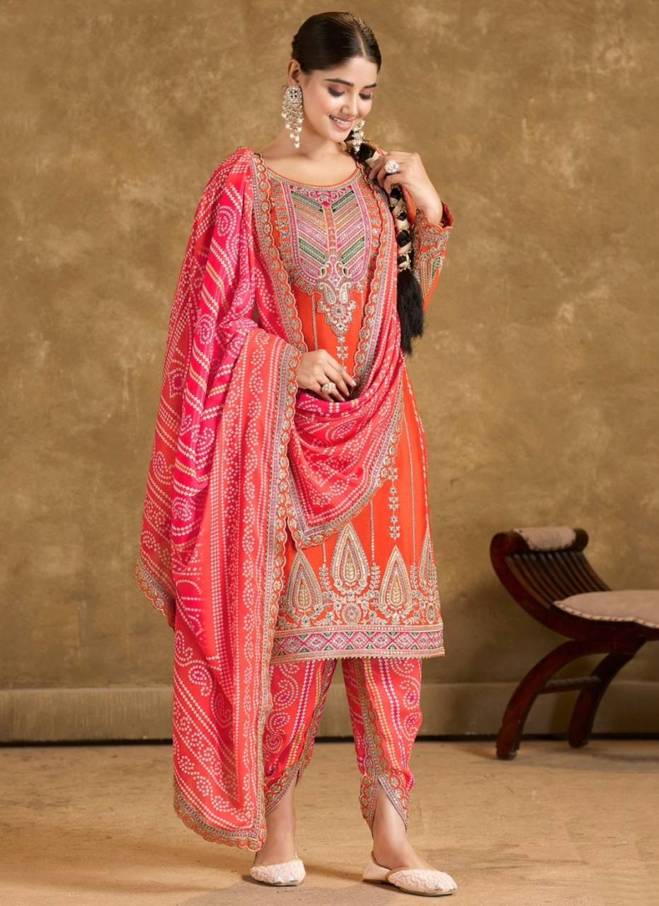 Boond & Bandhani Traditional Print Dhoti Kurta Set