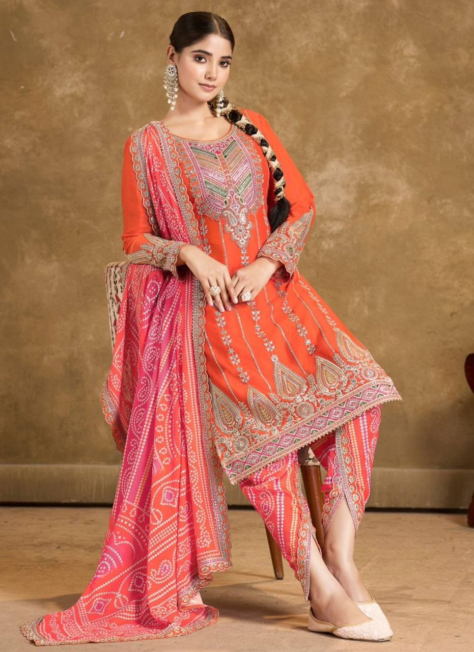 Boond & Bandhani Traditional Print Dhoti Kurta Set