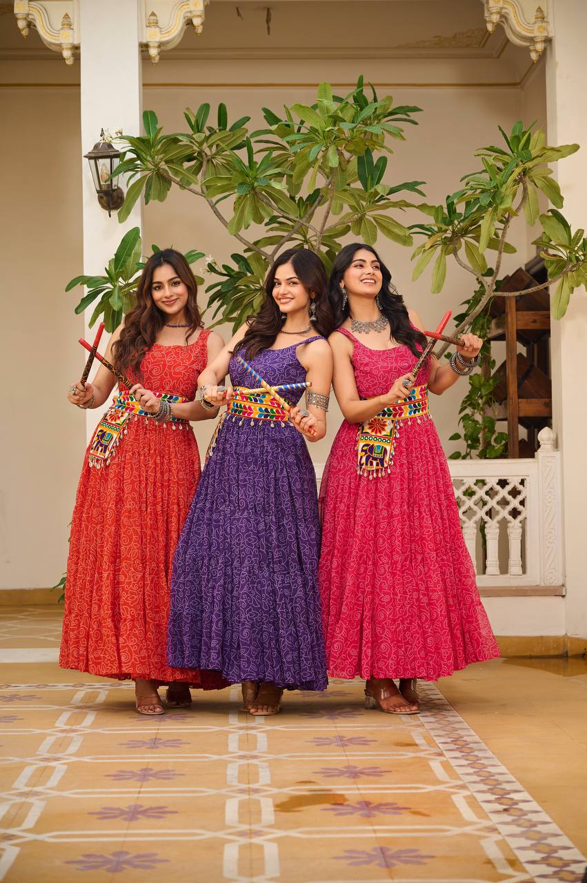 Heritage Swirl Bandhni Print Navratri Special Gown
