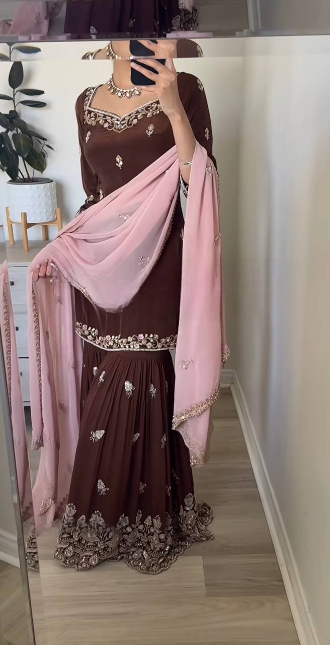 Inaayat Blush Bloom Embroidery Designer Sharara Set