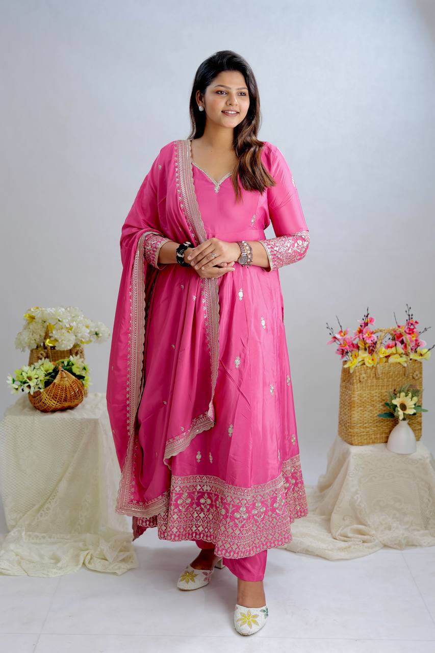 Royal Rosé Flair Traditional Anarkali Set