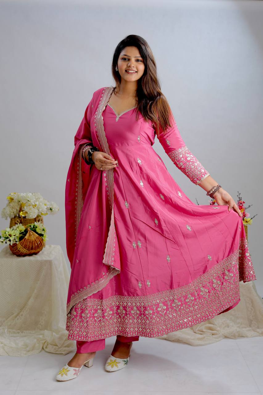 Royal Rosé Flair Traditional Anarkali Set