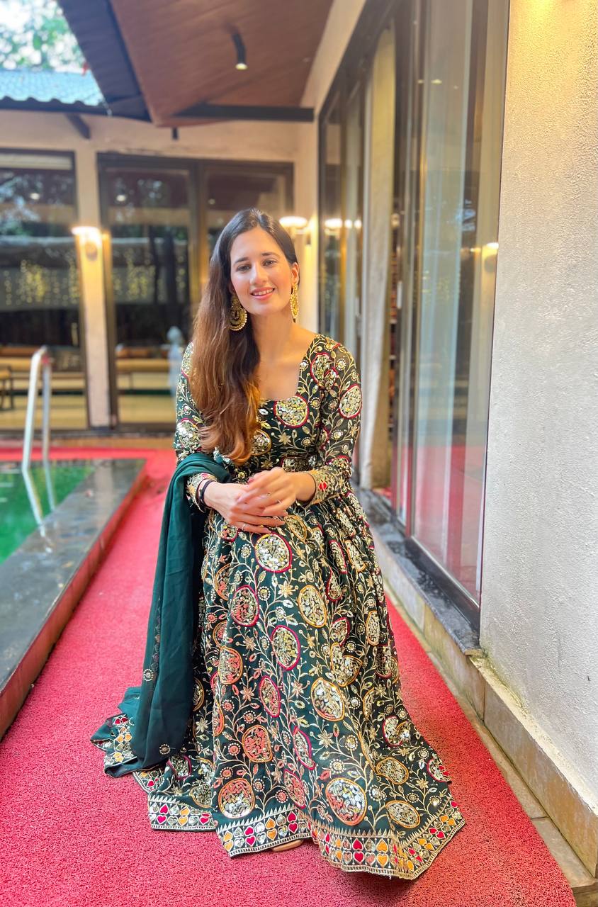 Dark Elegance Multicolor Flora Anarkali Set