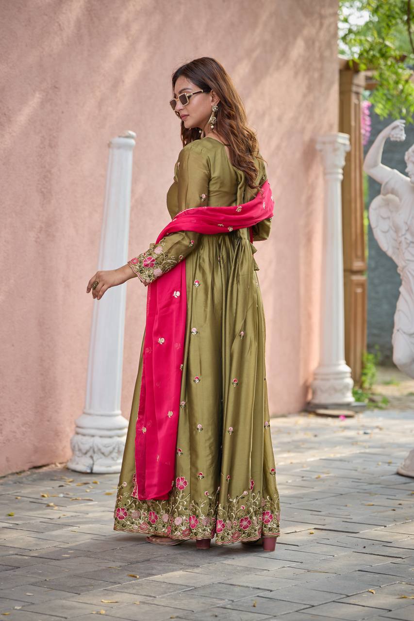 Zayna Garden Glory Olive Ensemble Gown