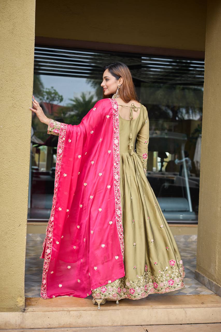 Zayna Garden Glory Olive Ensemble Gown