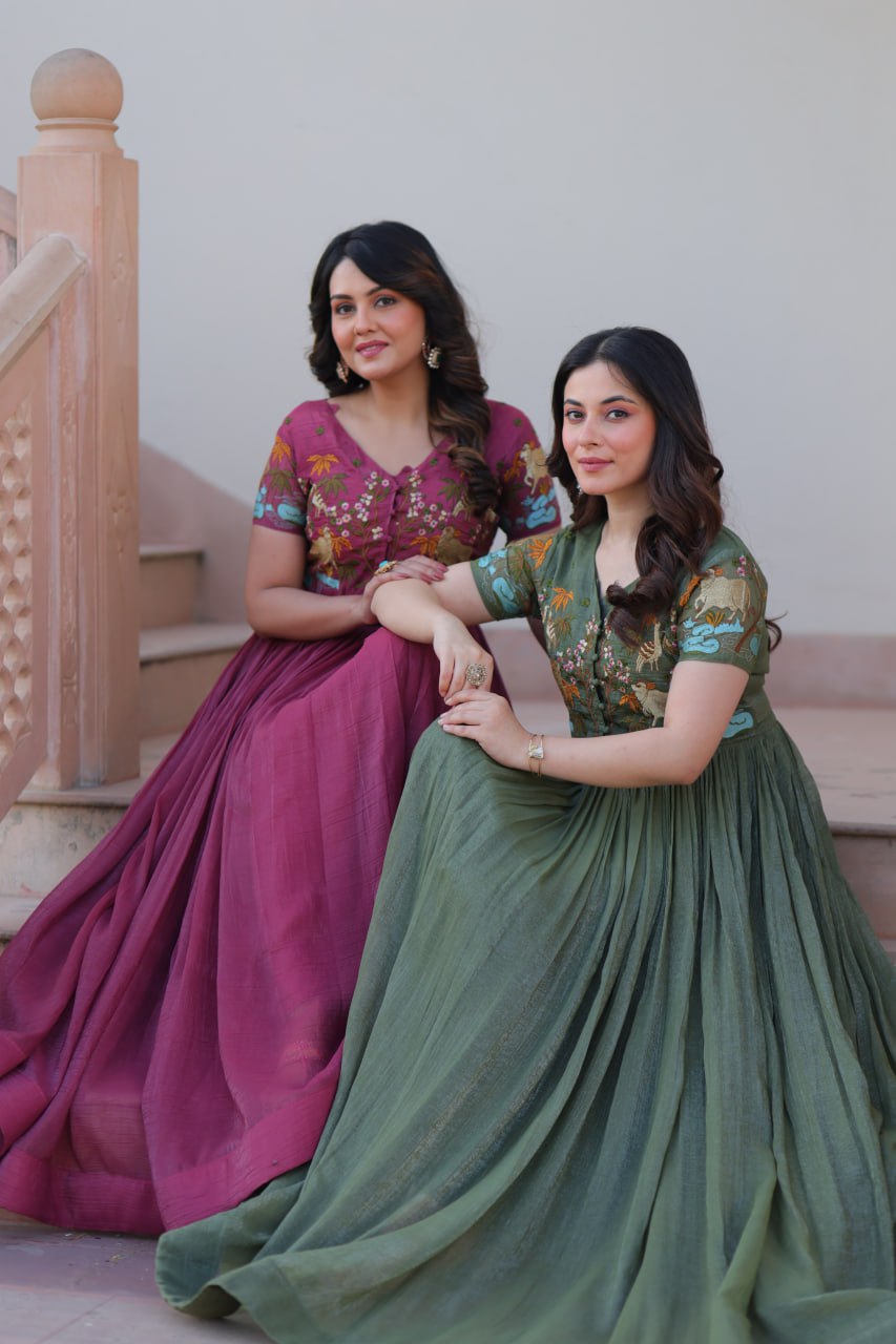 Ruhani ZariFlare Designer Readymade Koti-Gown