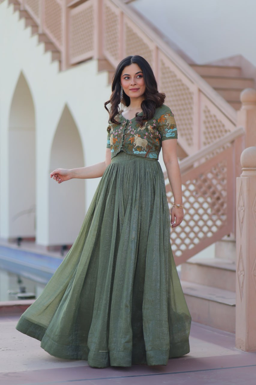 Ruhani ZariFlare Designer Readymade Koti-Gown