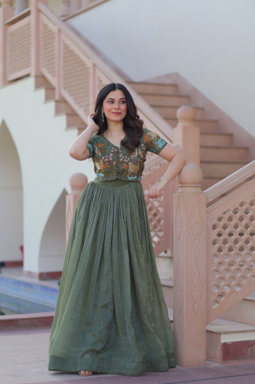 Ruhani ZariFlare Designer Readymade Koti-Gown