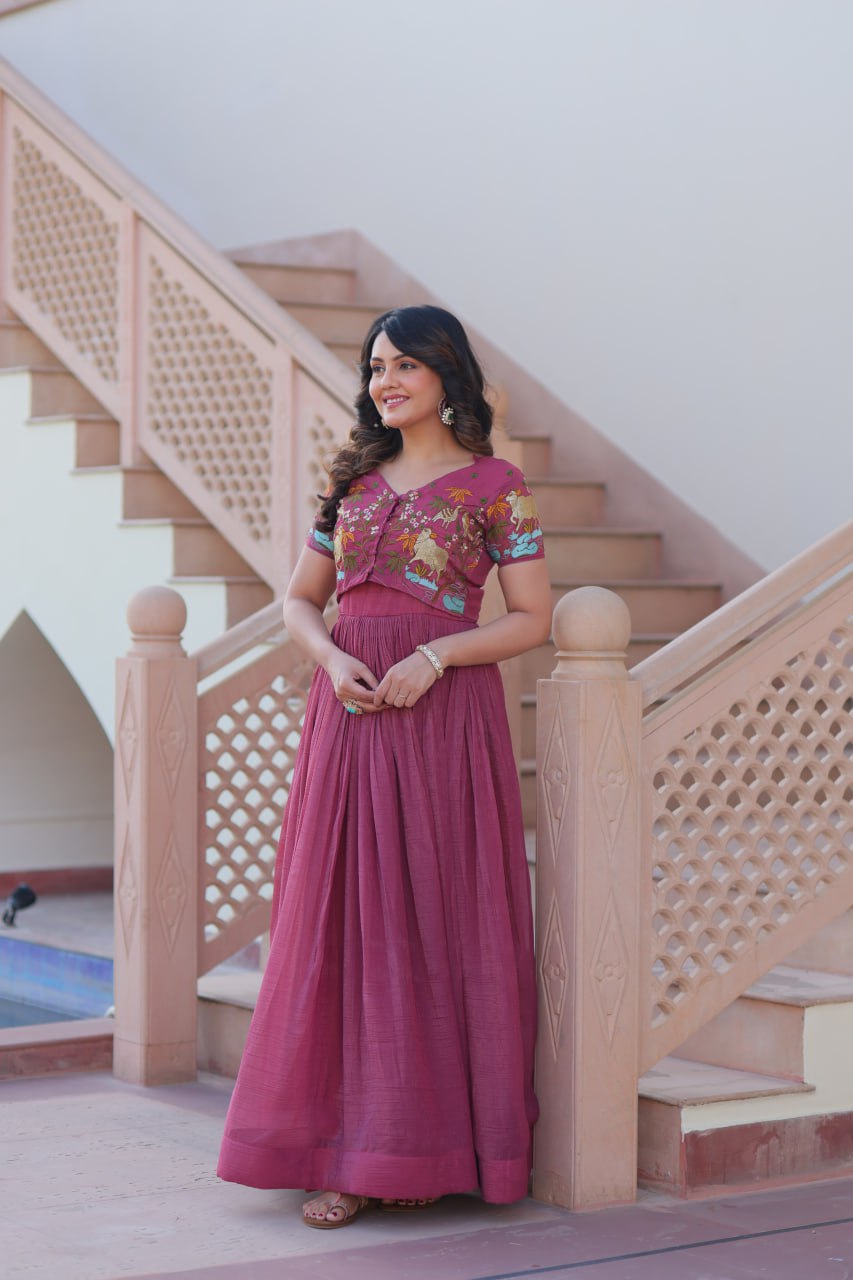 Ruhani ZariFlare Designer Readymade Koti-Gown