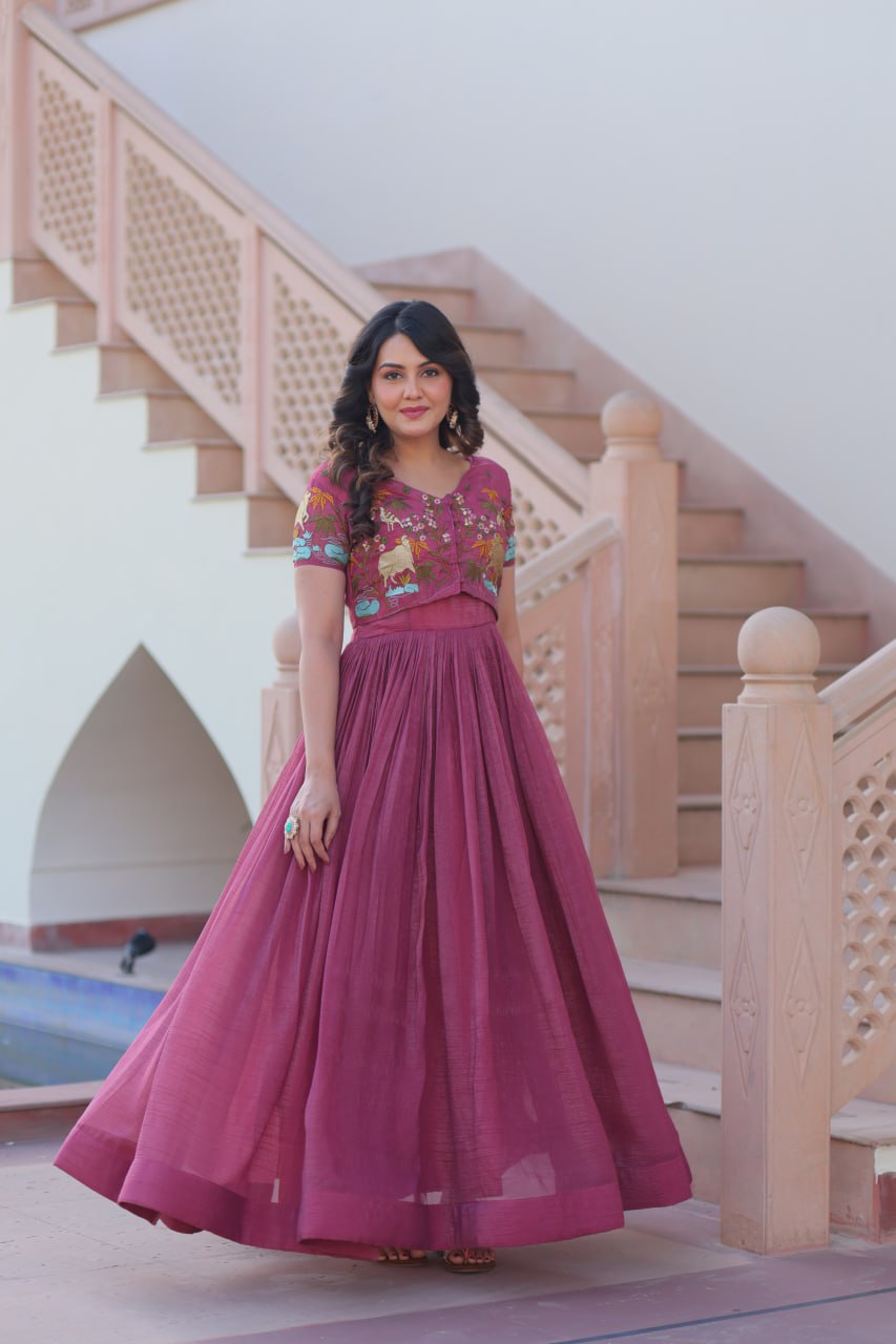 Ruhani ZariFlare Designer Readymade Koti-Gown