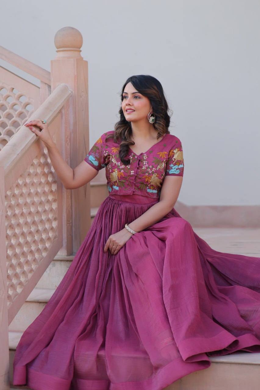 Ruhani ZariFlare Designer Readymade Koti-Gown