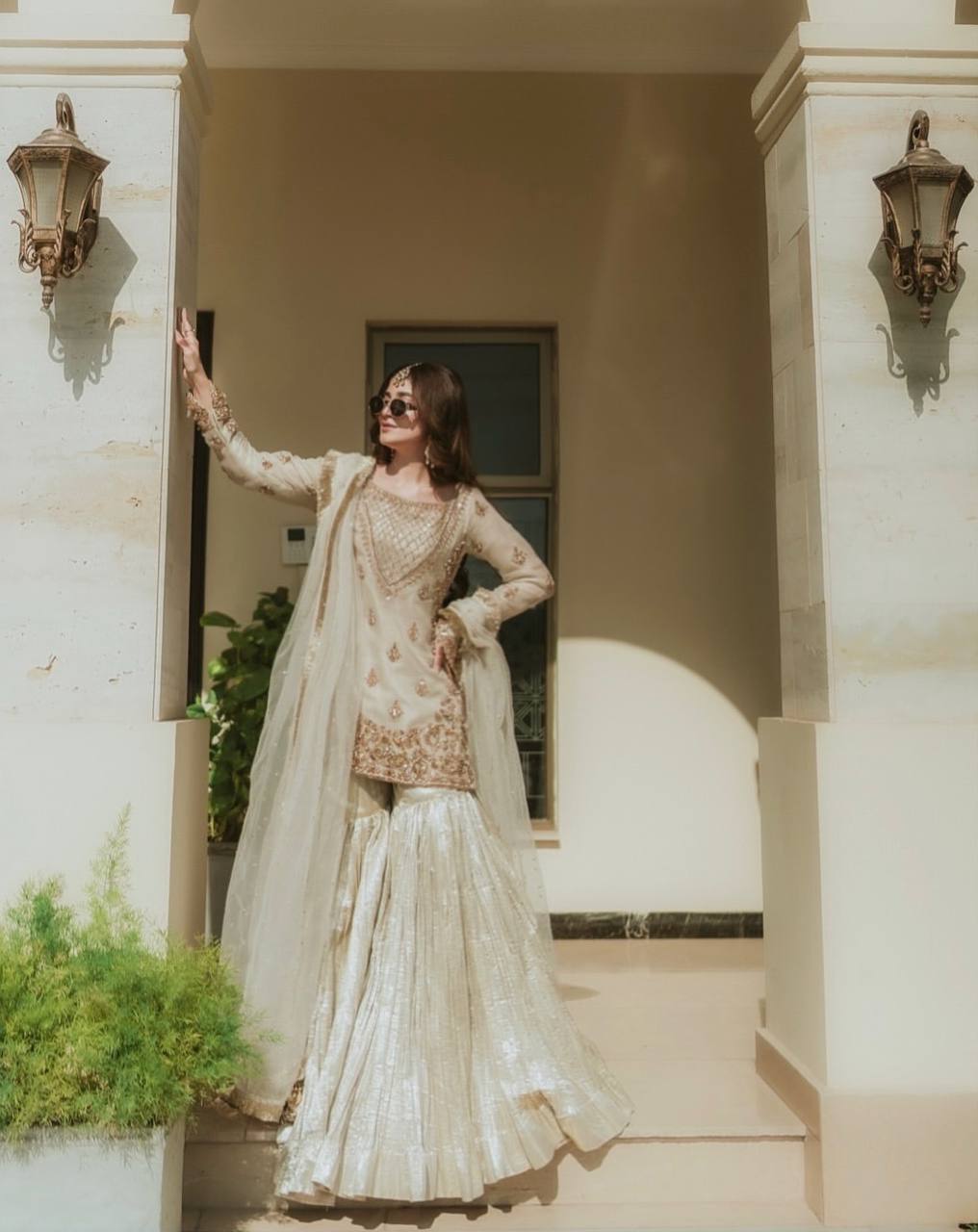 Celestial Glow Elegant Embroidered Sharara Set