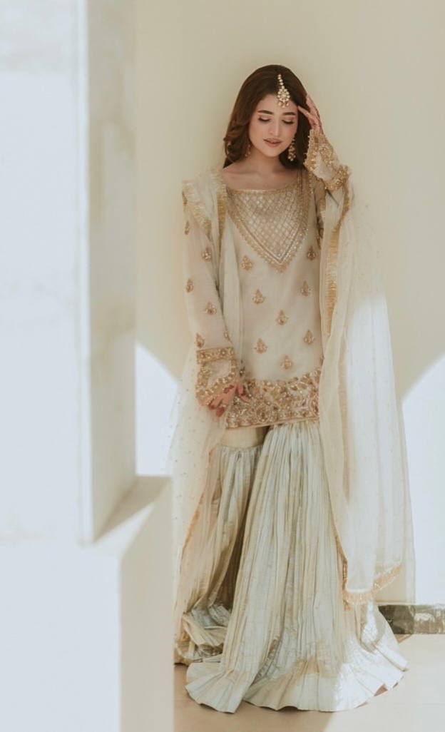 Celestial Glow Elegant Embroidered Sharara Set