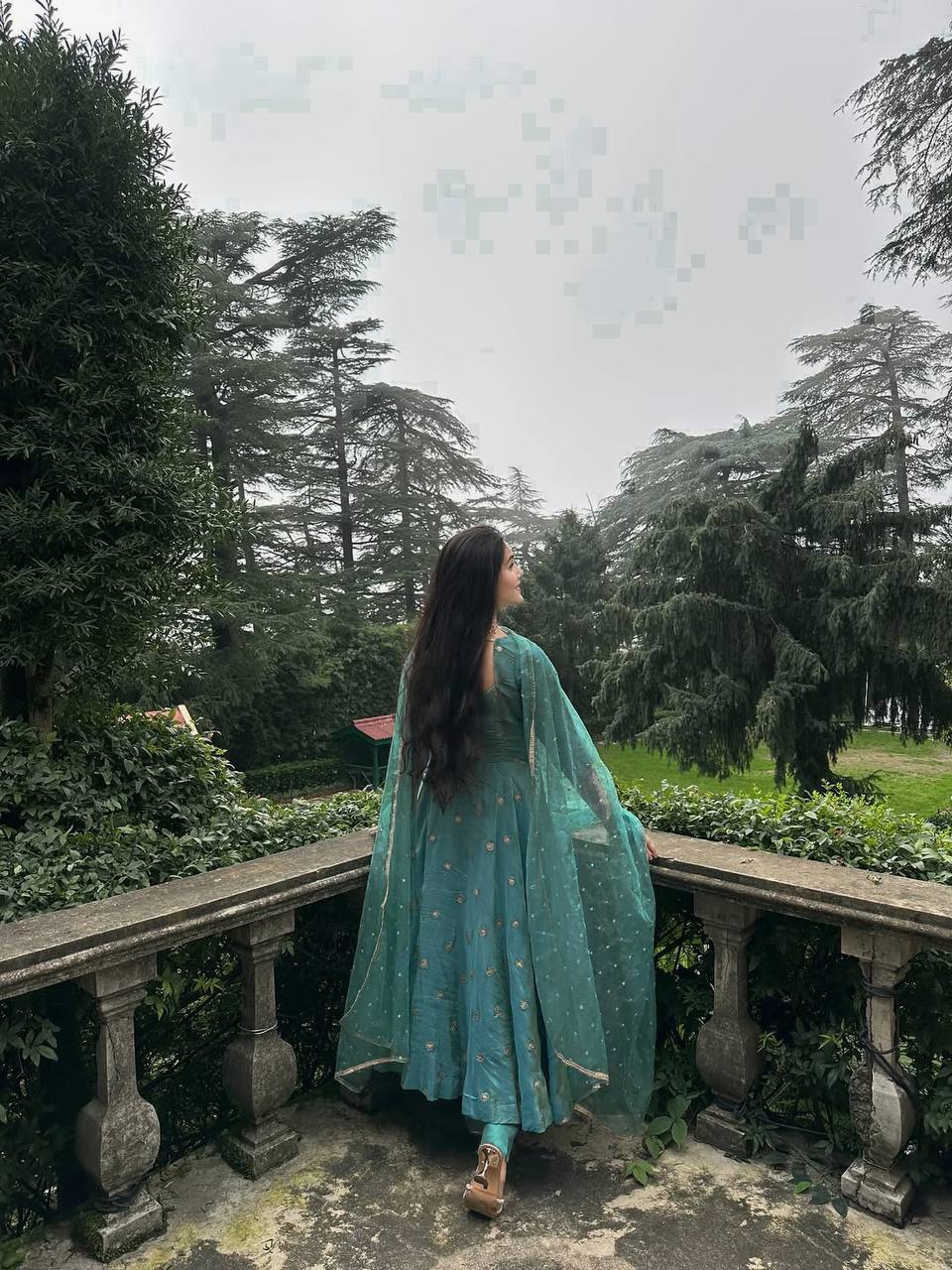 Celestial Teal Embroidery Đěsigner Anarkali Suit Set