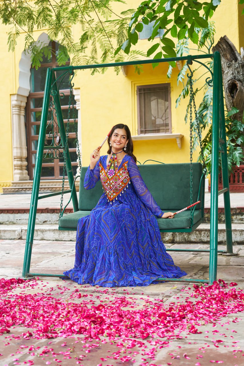Garba Glamour Bandhani Print Stylist Gown
