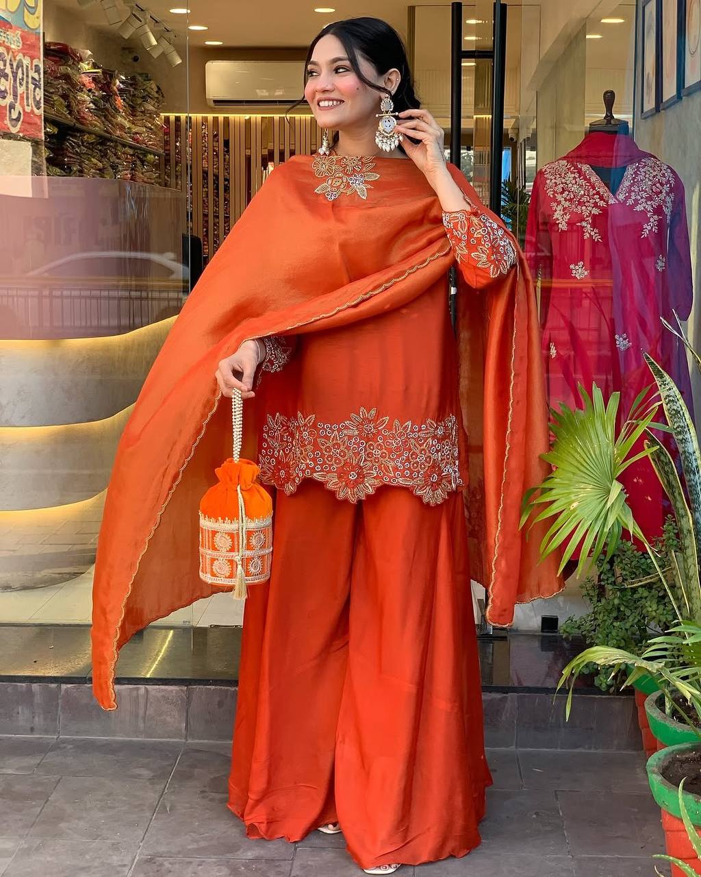 Celestial Charm A Graceful Sarara Suit for Effortless Glamour