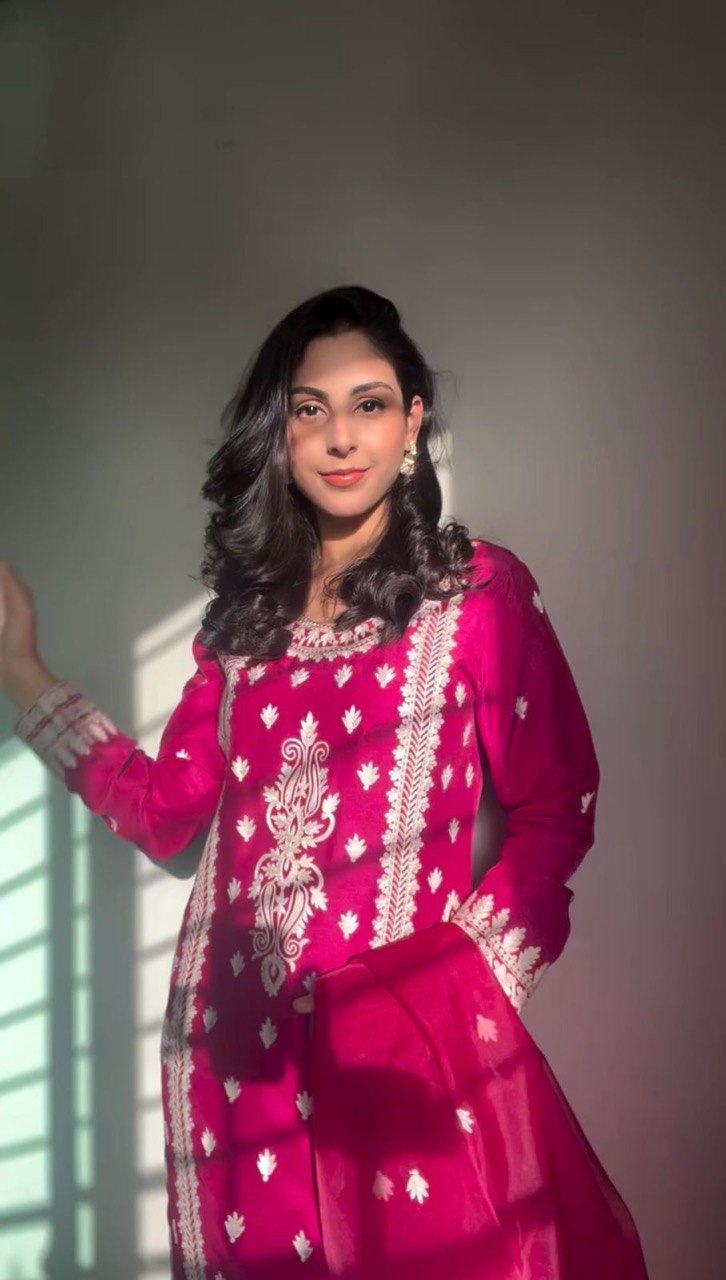 Aarvani Regal Shadow Embroidered Royal Kurta Plazo Set