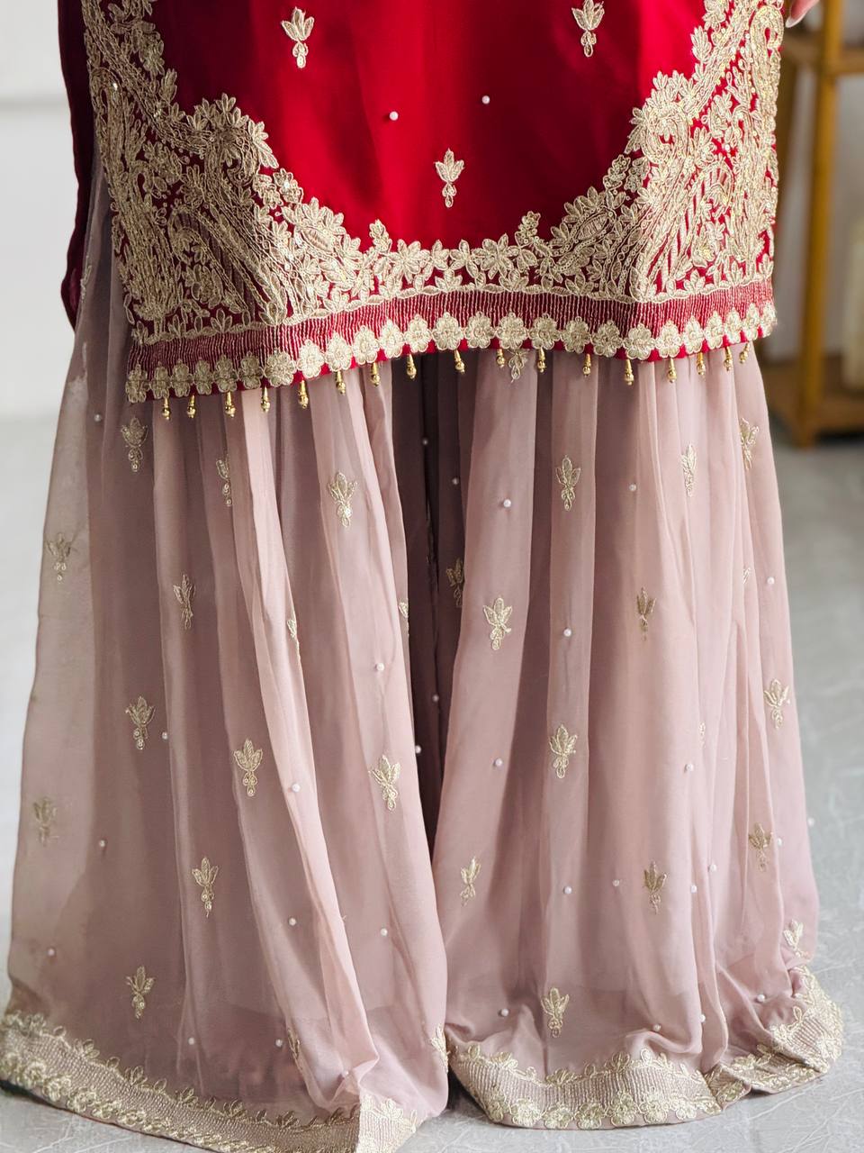 Rang e Gul Ruby Mist Codding Siqunce Sharara Set