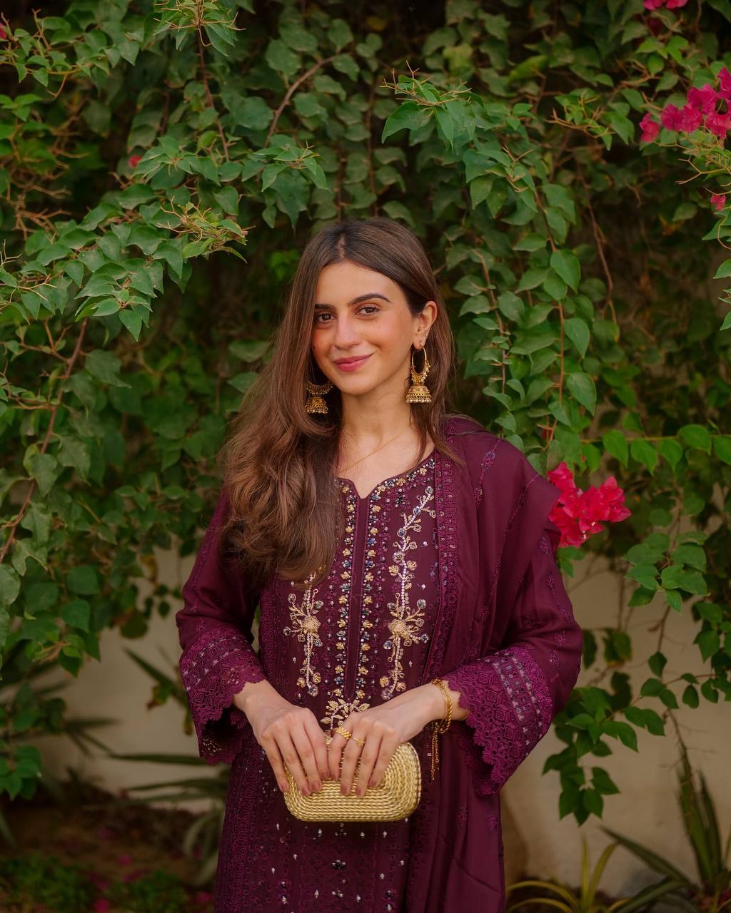 Gulbano Wine Bloom Designer Kurta Set