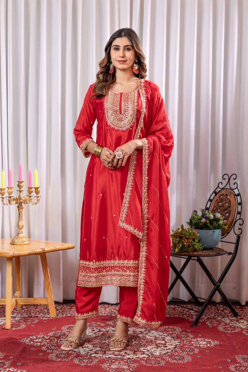 Laal Libaas The Royal Crimson Thread of Tradition Embroidered Set