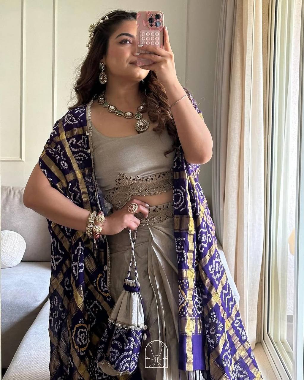 Royal Ikat Cape with Satin Drape Set