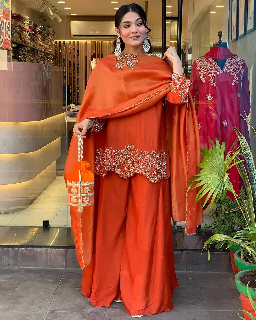 Celestial Charm A Graceful Sarara Suit for Effortless Glamour