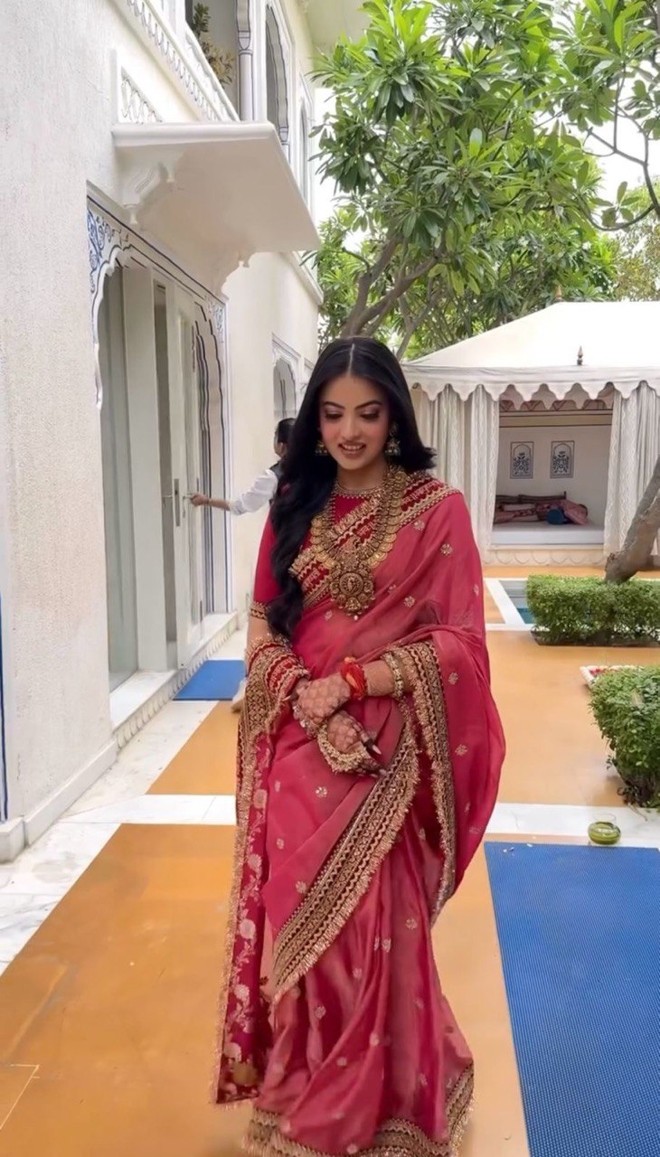 Zaara Gulnaar Handcrafted Heritage Net Drape Saree