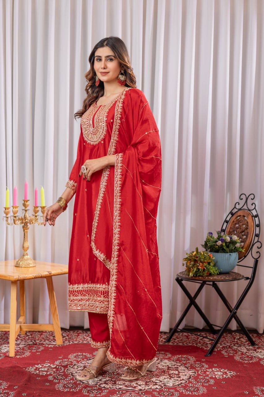 Laal Libaas The Royal Crimson Thread of Tradition Embroidered Set