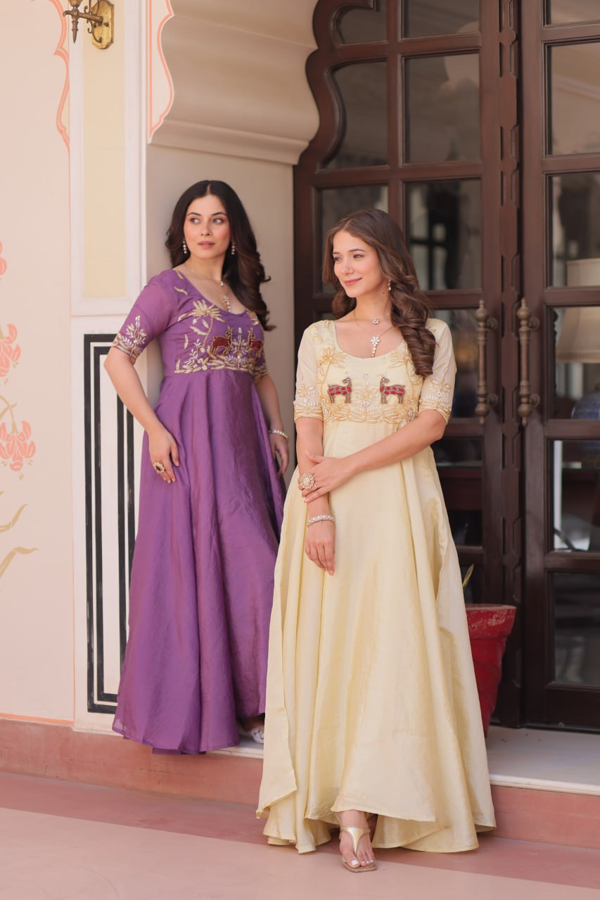 Vintage Maharani Beads Embroidered Gown