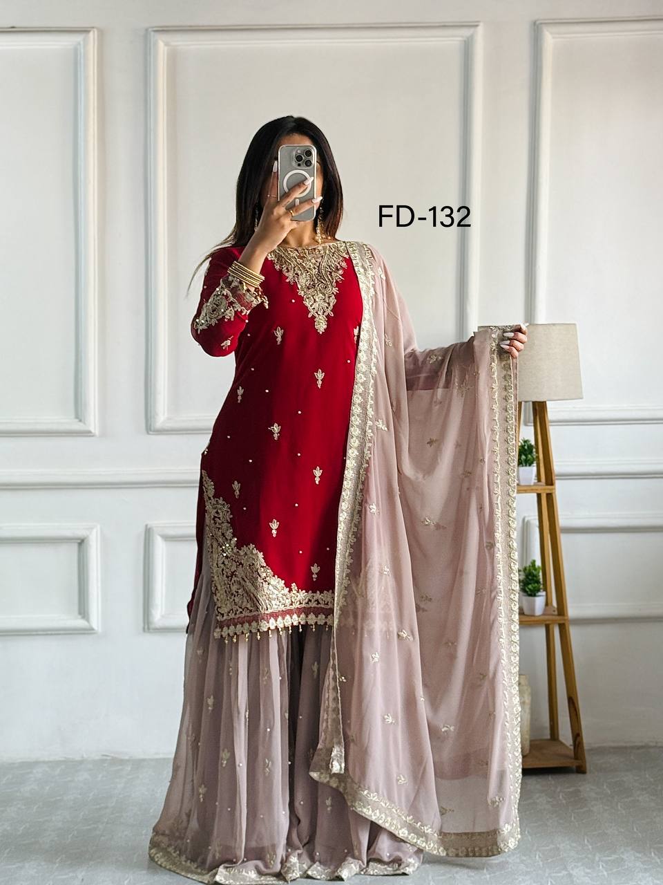 Rang e Gul Ruby Mist Codding Siqunce Sharara Set