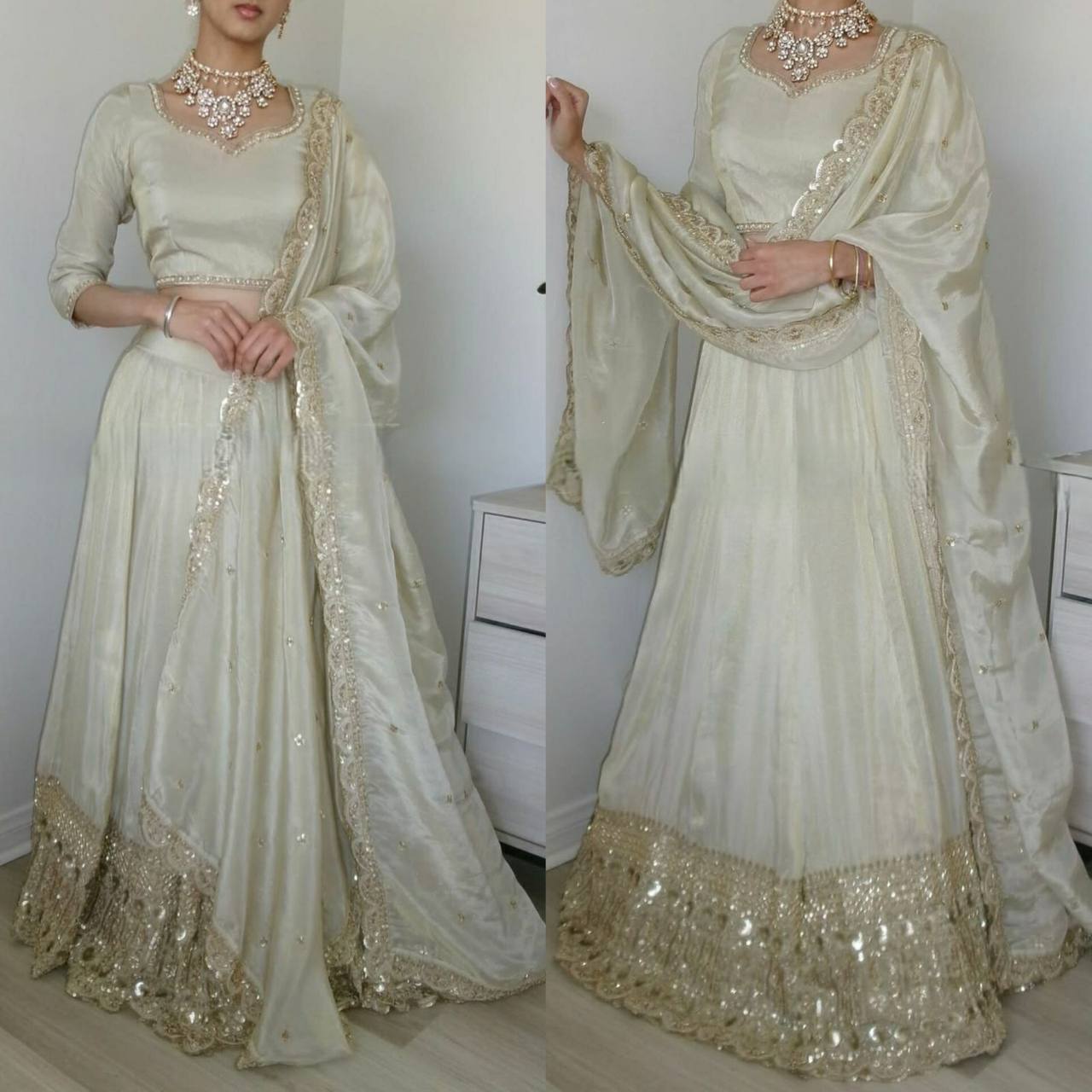 Nazakat e Lehenga The Royal Neutral Crep Silk Choli