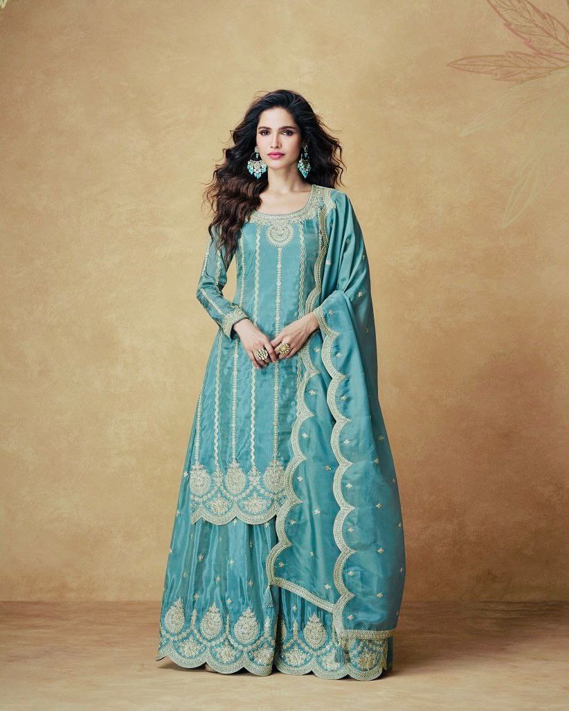 Varmika Designer Graceful Georgette Sharara Suit Set