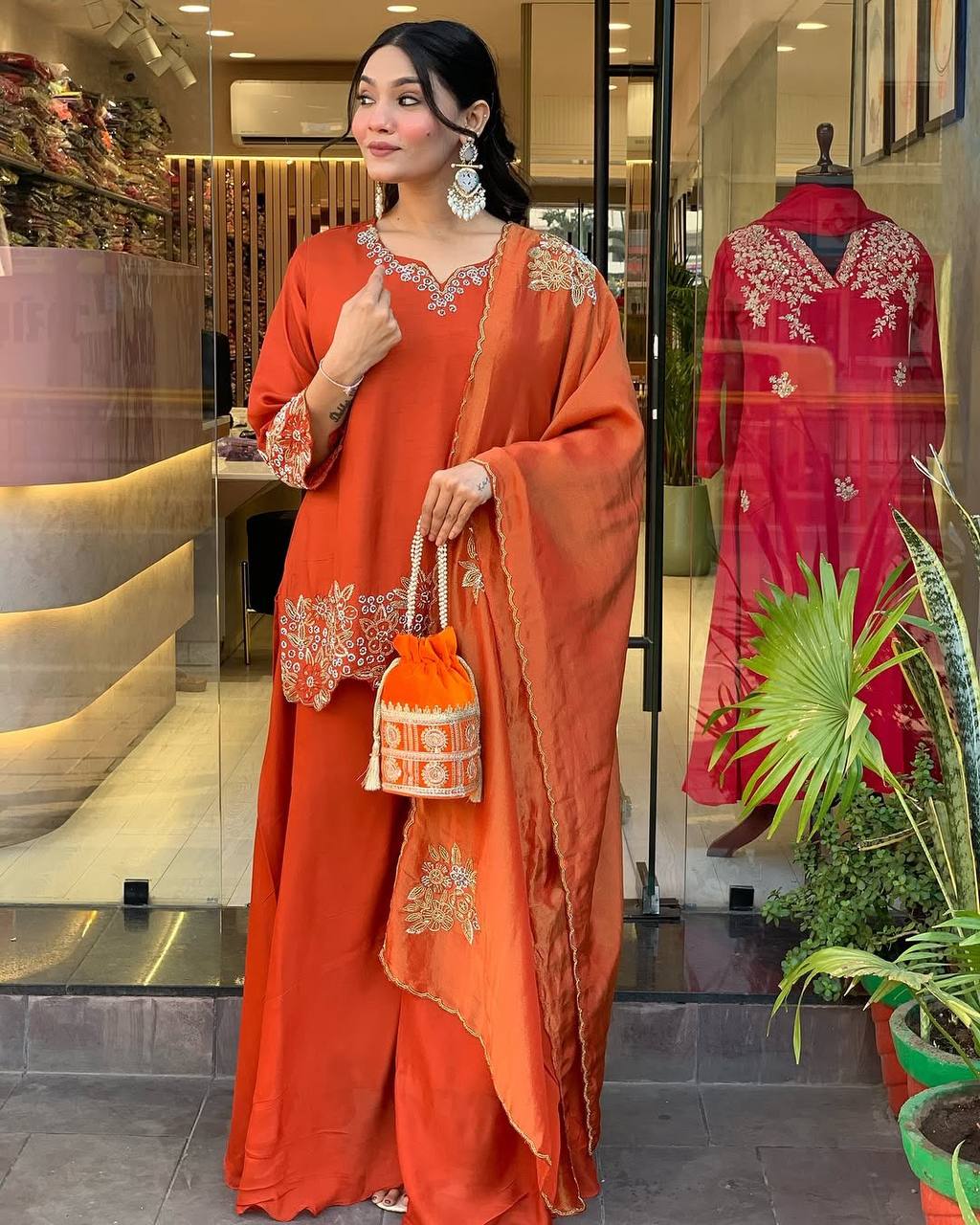 Celestial Charm A Graceful Sarara Suit for Effortless Glamour