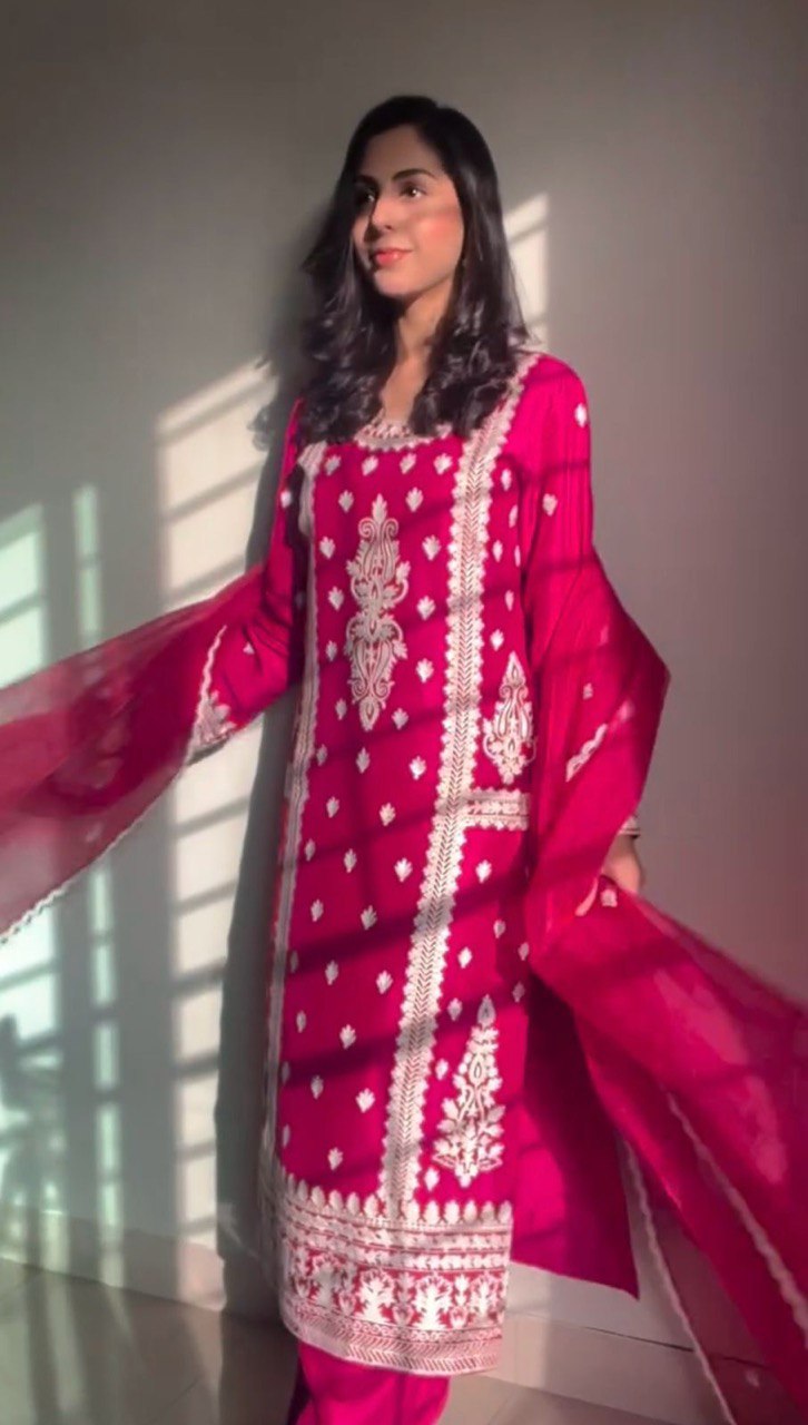 Aarvani Regal Shadow Embroidered Royal Kurta Plazo Set