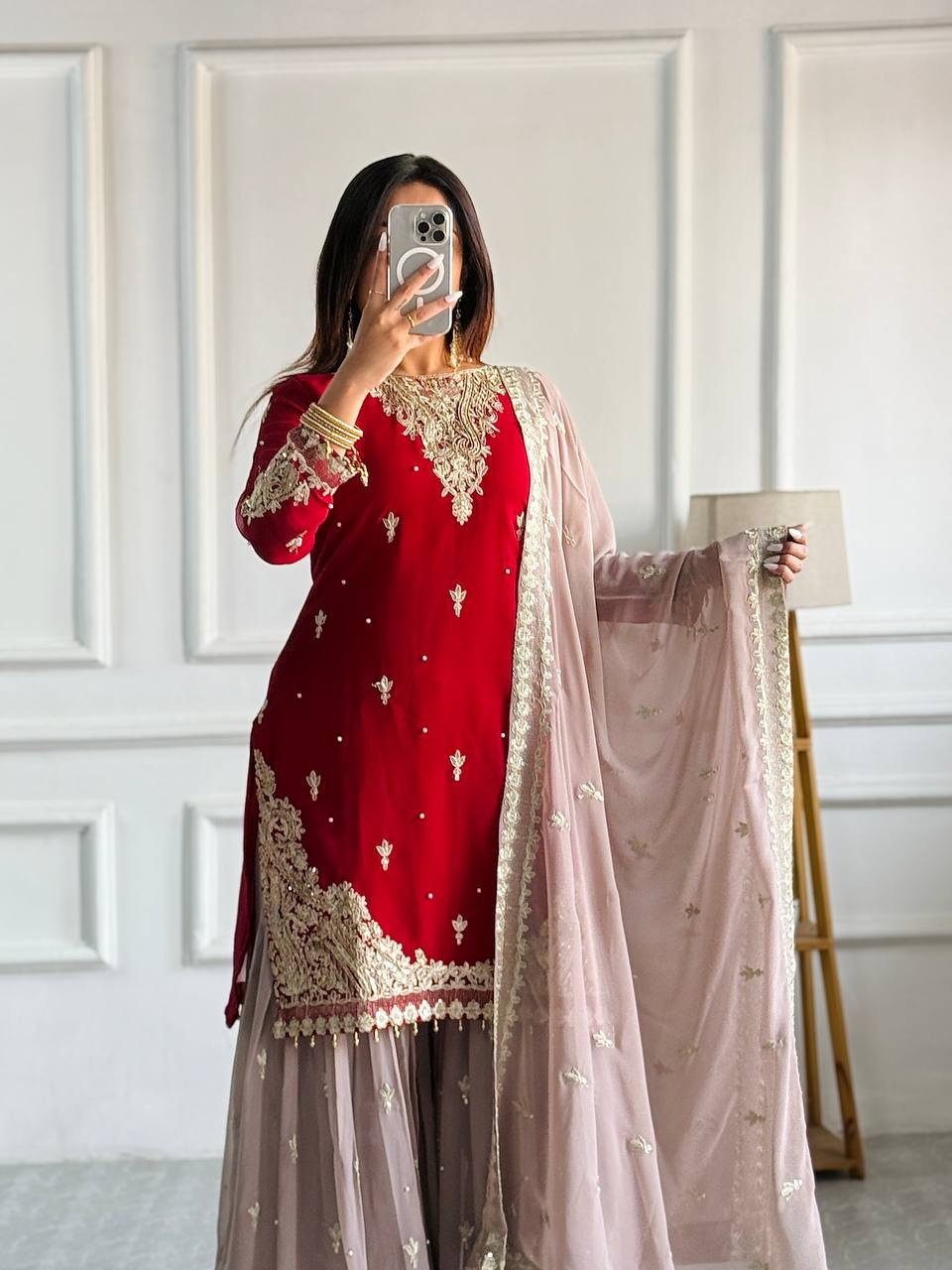 Rang e Gul Ruby Mist Codding Siqunce Sharara Set