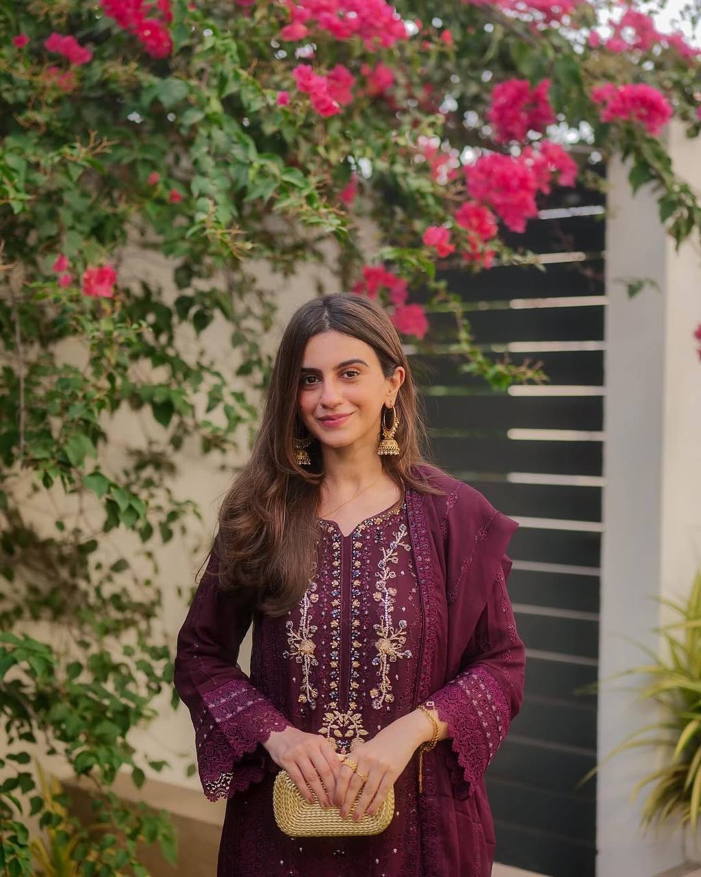 Gulbano Wine Bloom Designer Kurta Set