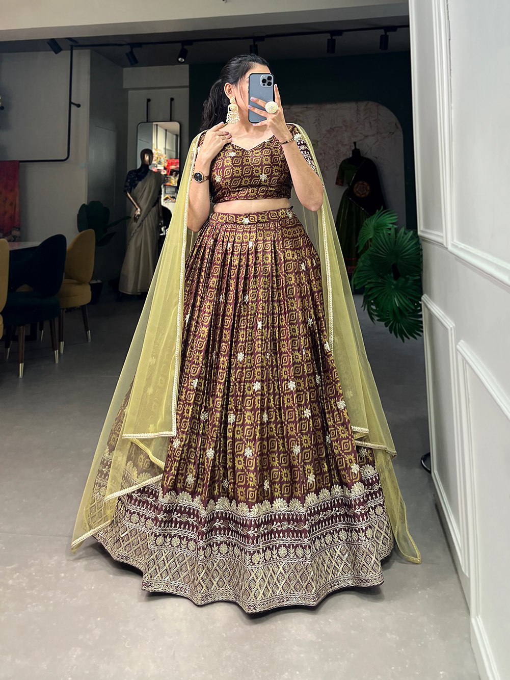 Lisha Digital Print With Embroidery Sequins Work Lehenga Choli