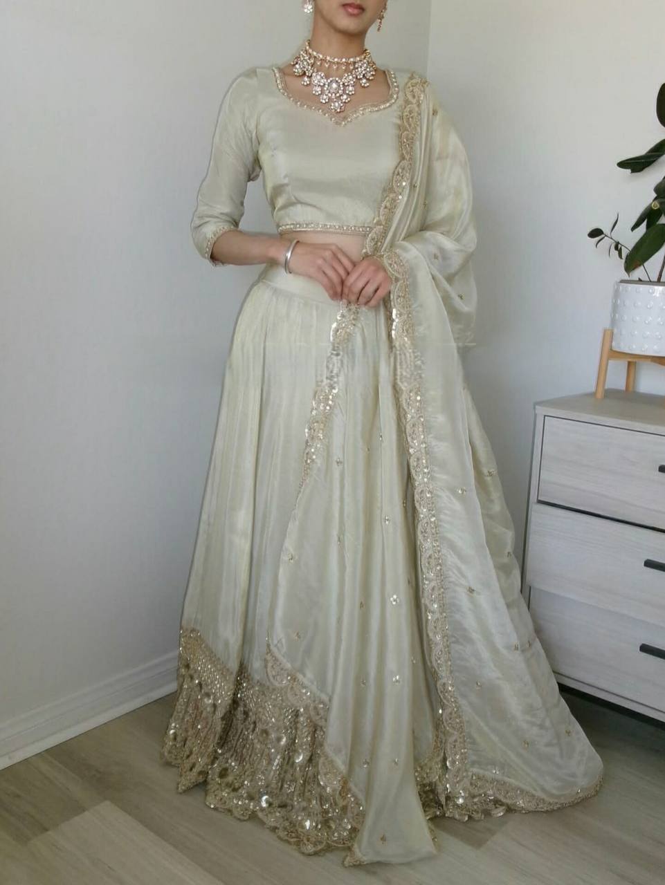 Nazakat e Lehenga The Royal Neutral Crep Silk Choli