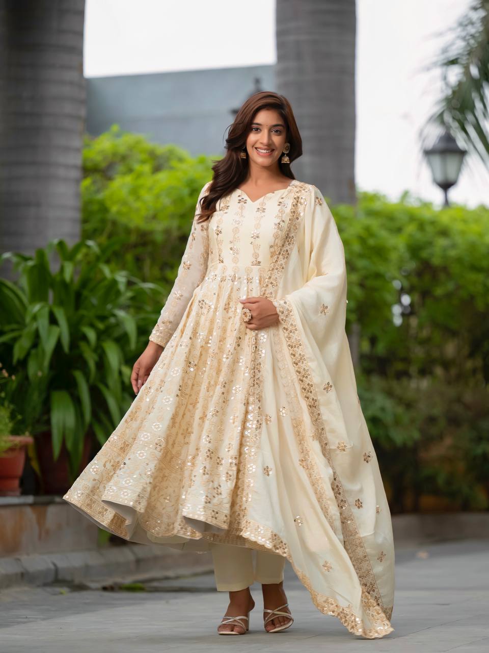 Alia Luxe Chinon Silk Anarkali Dress
