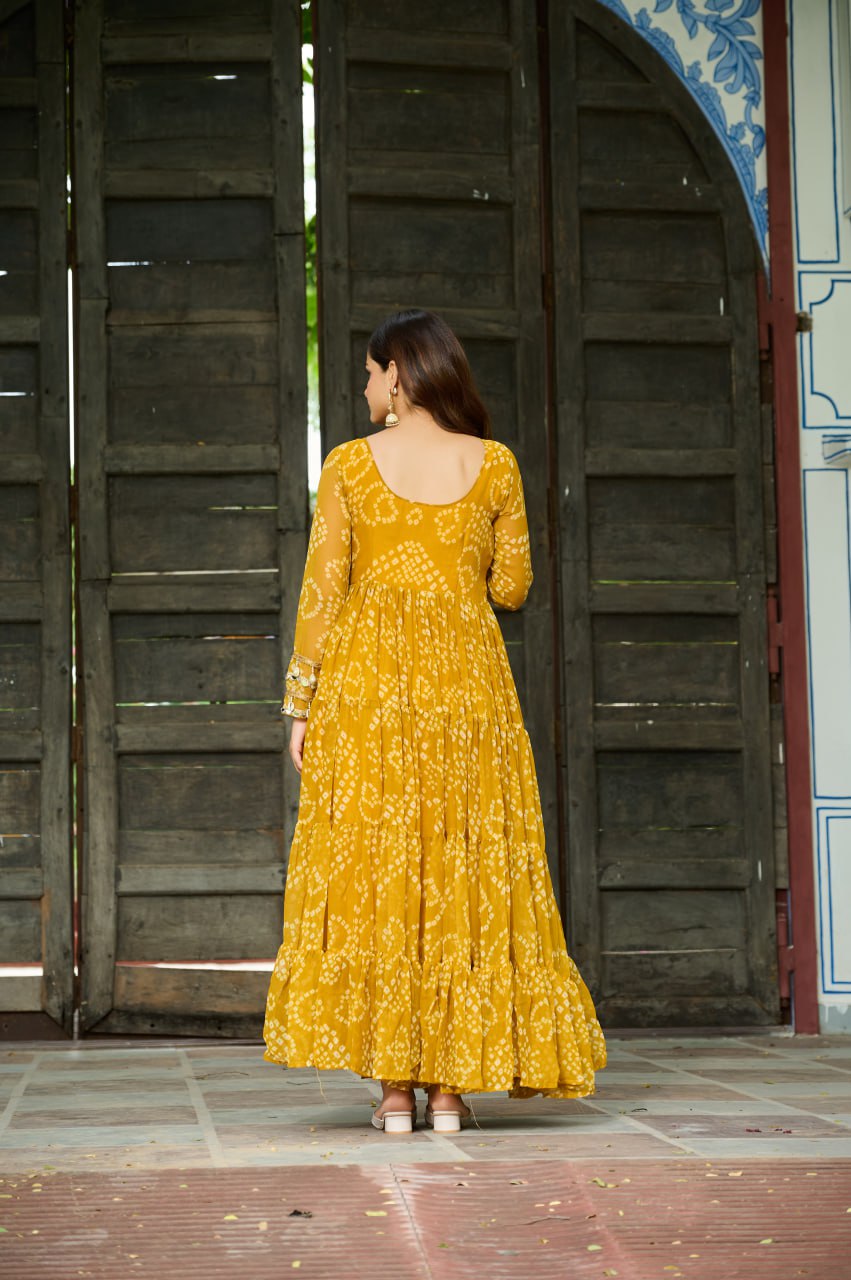 Vihana Navratri Queens Mirror Magic Bandhani Anarkali Set