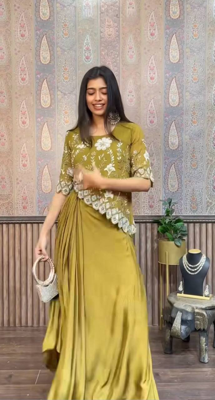Aarzoo Indo-western Ready To Wear Draped Side Plated Dhoti With Fancy