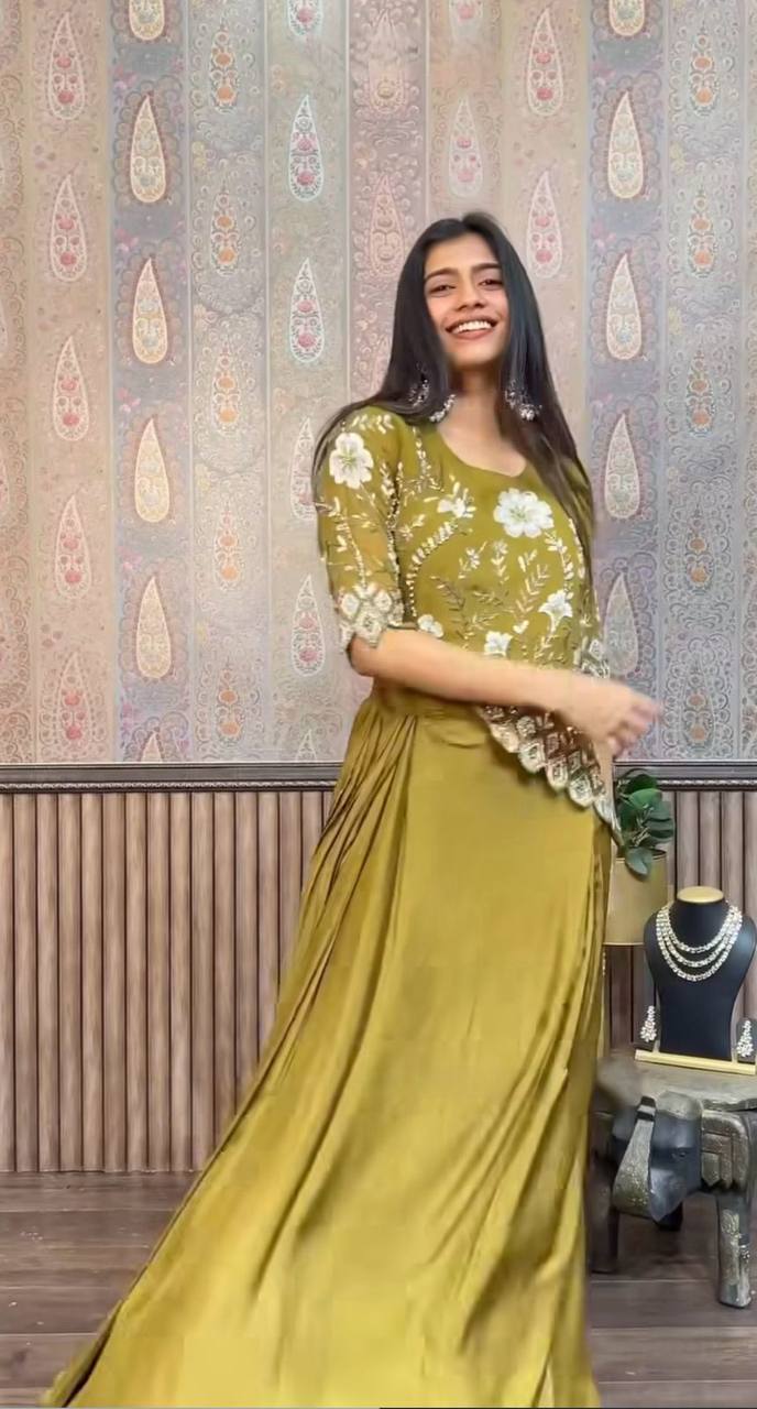 Aarzoo Indo-western Ready To Wear Draped Side Plated Dhoti With Fancy