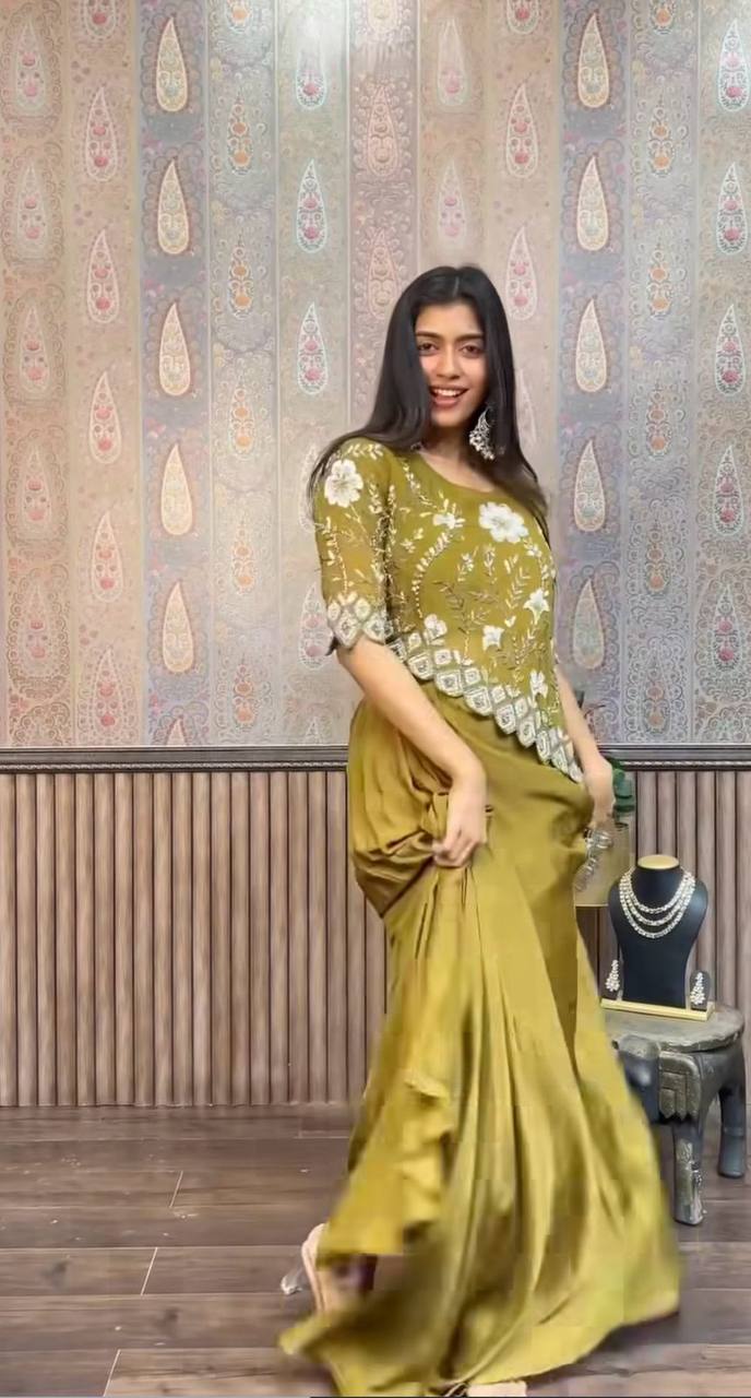 Aarzoo Indo-western Ready To Wear Draped Side Plated Dhoti With Fancy